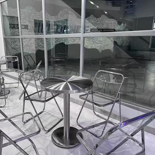 Muxing Gastronomiemöbel Bar Cafe Edelstahl Gastronomietisch Kleiner Rundtisch Esstisch Bistrotisch runder Tisch