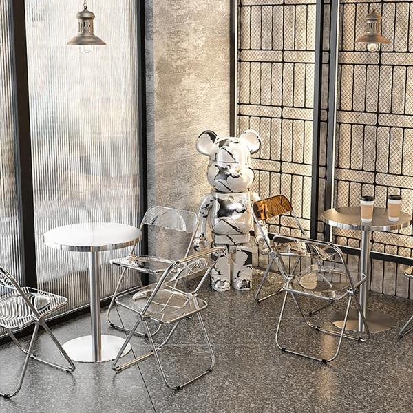 Muxing Gastronomiemöbel Bar Cafe Edelstahl Gastronomietisch Kleiner Rundtisch Esstisch Bistrotisch runder Tisch