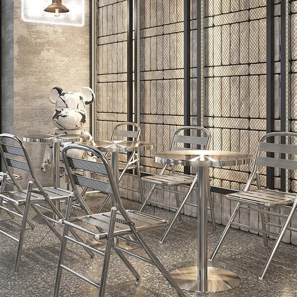 Muxing Gastronomiemöbel Bar Cafe Edelstahl Gastronomietisch Kleiner Rundtisch Esstisch Bistrotisch runder Tisch