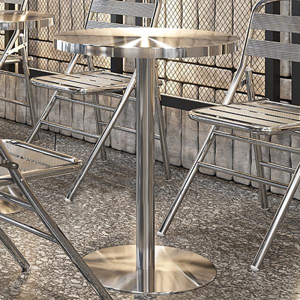 Muxing Gastronomiemöbel Bar Cafe Edelstahl Gastronomietisch Kleiner Rundtisch Esstisch Bistrotisch runder Tisch