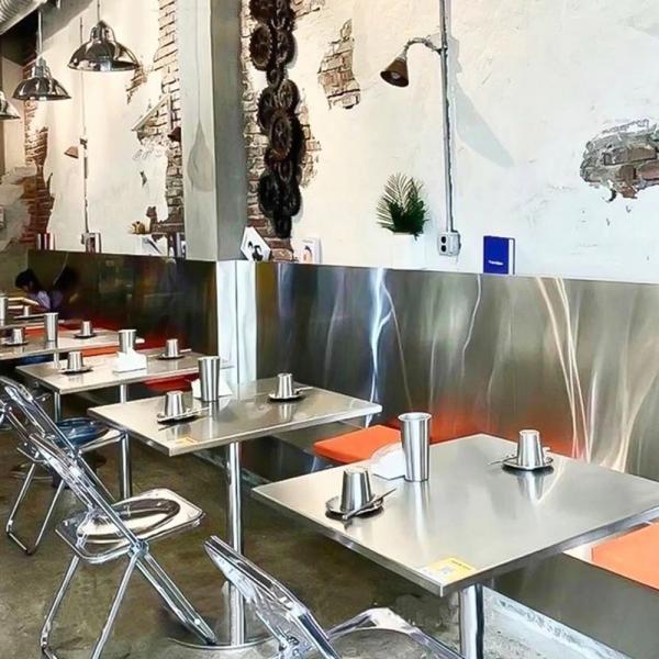 Muxing Gastronomiemöbel Bar Cafe Edelstahl Gastronomietisch Kleiner Rundtisch Esstisch Bistrotisch runder Tisch