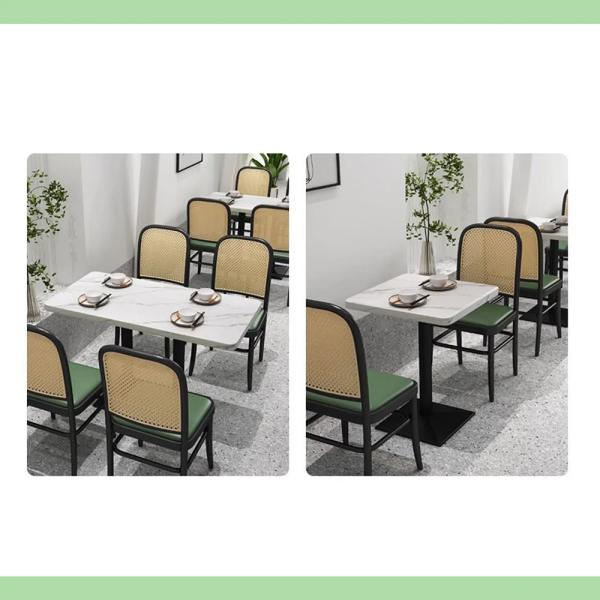 Muxing Gastronomiemöbel Cafe Bar Restaurants Einrichtung WeißerDesktop SchwarzeTischbeine Quadratischer Bistrotisch Tisch120*60*75CM