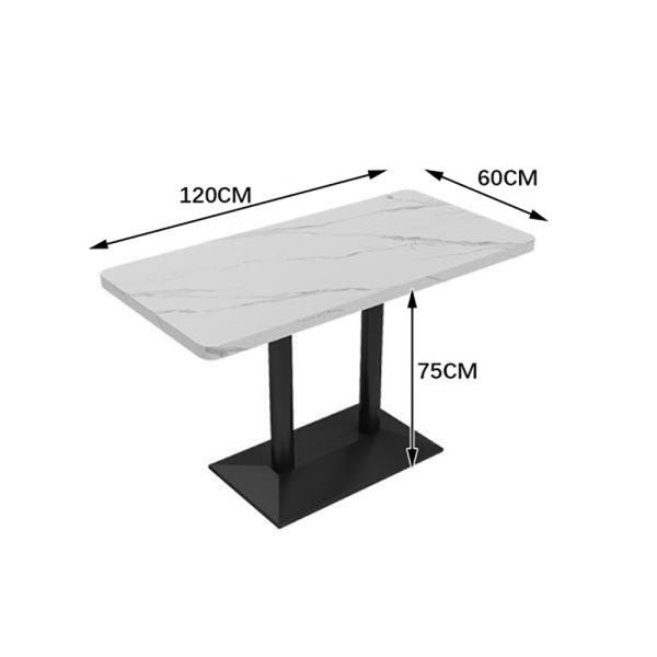 Muxing Gastronomiemöbel Cafe Bar Restaurants Einrichtung WeißerDesktop SchwarzeTischbeine Quadratischer Bistrotisch Tisch120*60*75CM
