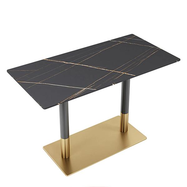 Muxing Gastronomiemöbel Esszimmertisch Esstisch Küchentisch für Esszimmer Wohnzimmer tisch Keramik Bistrotisch schwarzgold1