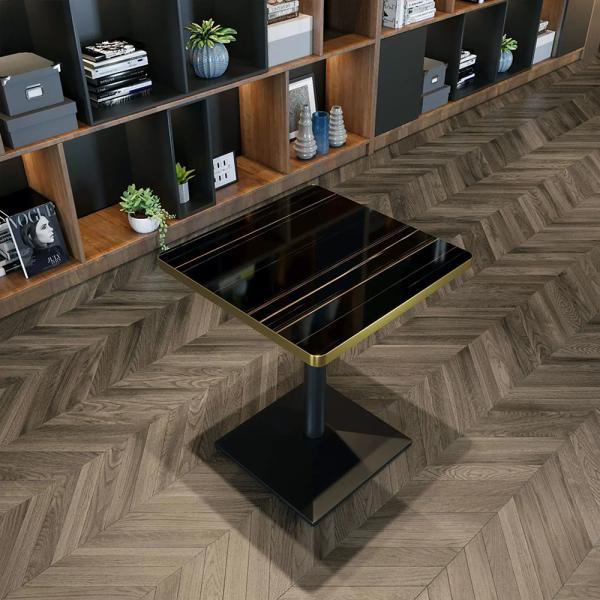 Muxing Gastronomiemöbel Cafe Bar Restaurants Hotel Einrichtung Tisch Bistrotisch JBHT Schwarz gold