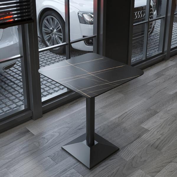 MuXing Gastronomiemöbel Esszimmertisch Esstisch Küchentisch für Esszimmer Wohnzimmer tisch Bistrotisch Keramik schwarzschwarz2