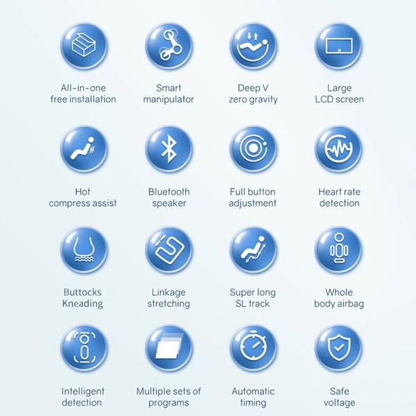 Muxing Massage Stuhl Massagesessel mit Klopfen Kneten Luft-Massage-System 3D Hi-Fi Bluetooth A53L