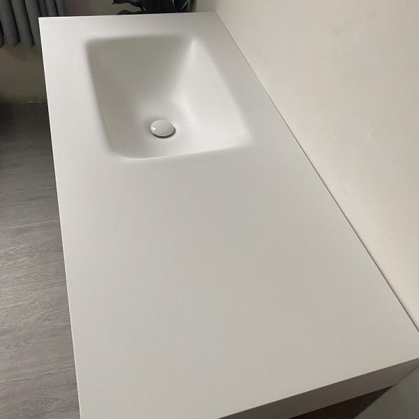 Muxing Waschbecken-Set Waschtisch Sinterstein Moderner Waschbecken-Unterschrank LED Spiegel mit Schublade 120*55cm 【RWC152】