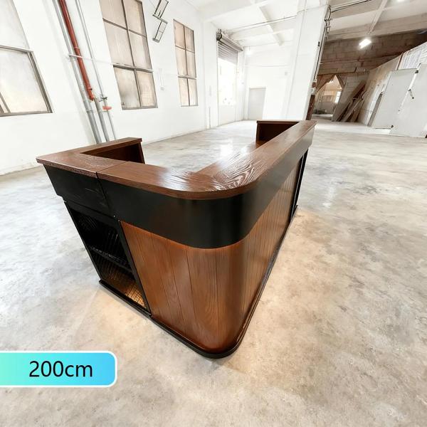 Muxing Maßanfertigung Bartisch Bar-Tresen Eckbartresen Gastronomie-Theke Restaurant-Bar Empfangstresen Braun