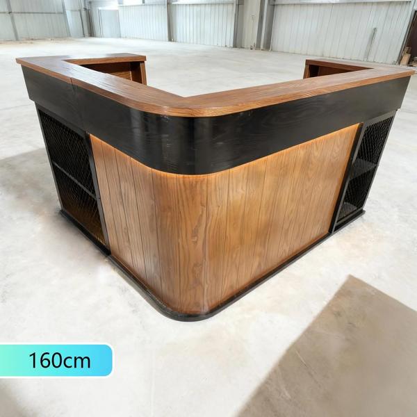 Muxing Maßanfertigung Bartisch Bar-Tresen Eckbartresen Gastronomie-Theke Restaurant-Bar Empfangstresen Braun