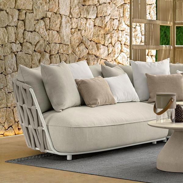 MuXing Geflochtenes Outdoor-Sofa 2er-Set – mit zwei 3-Sitzer Ecksofas, geeignet für Garten, Hof und Balkon, Beige