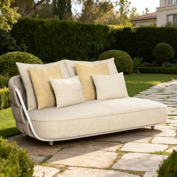 MuXing Geflochtenes Outdoor-Sofa 2er-Set – mit zwei 3-Sitzer Ecksofas, geeignet für Garten, Hof und Balkon, Beige