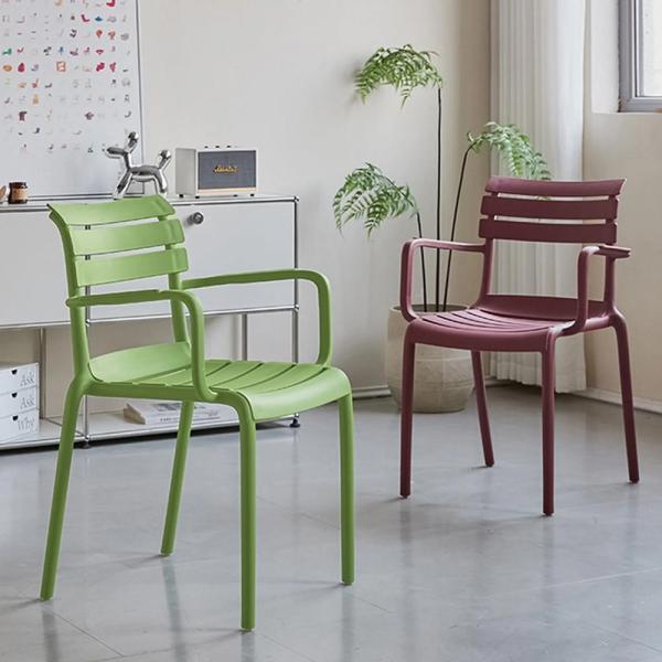 Muxing 4er-Set,Stapelbarer Esszimmerstuhl, Haushaltsstuhl, Stuhl mit Armlehnen, Gartenstuhl, Relaxstuhl,  52×44×85 cm  /SUL52HW/