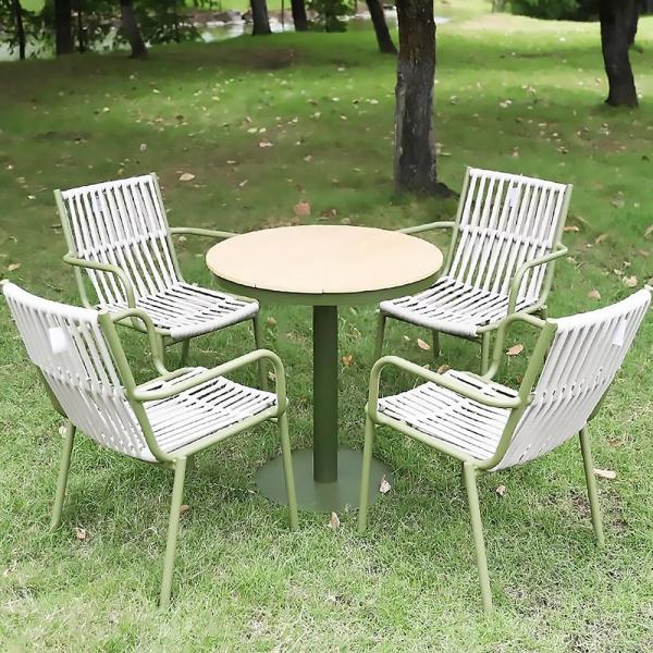 Muxing Outdoor Essgruppe Gartenmöbel-Set  Garten-Esstischgruppe 1 Tisch  4 Stühle Wetterfeste Gartenmöbel-Garnitur Grün