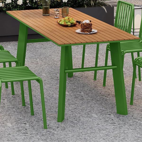 Muxing Gartenmöbelgarnitur,Gartenmöbelset 7tlg,Outdoor Essgruppe Tisch und Stuhlkombination Set,Set aus einem Tisch 160x80x75cm und 6 Stühlen Grün /YZLY6/