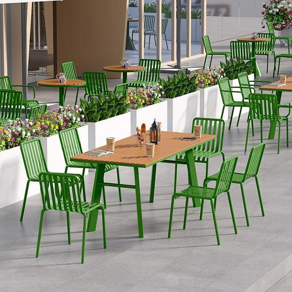Muxing Gartenmöbelgarnitur,Gartenmöbelset 7tlg,Outdoor Essgruppe Tisch und Stuhlkombination Set,Set aus einem Tisch 160x80x75cm und 6 Stühlen Grün /YZLY6/