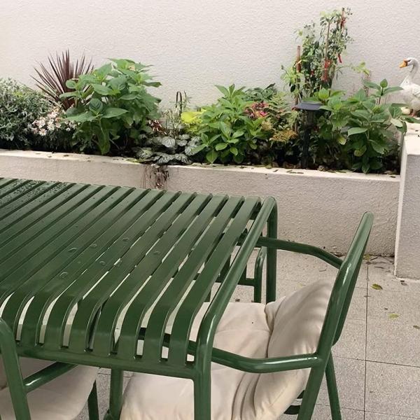 MuXing Gartenmöbel Tisch- und Stuhlset – Outdoor Eisenmöbel, geeignet für Gartenrestaurants, Cafés und andere Außenbereiche, grün