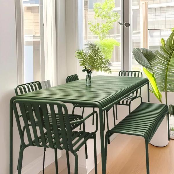 MuXing Gartenmöbel Tisch- und Stuhlset – Outdoor Eisenmöbel, geeignet für Gartenrestaurants, Cafés und andere Außenbereiche, grün