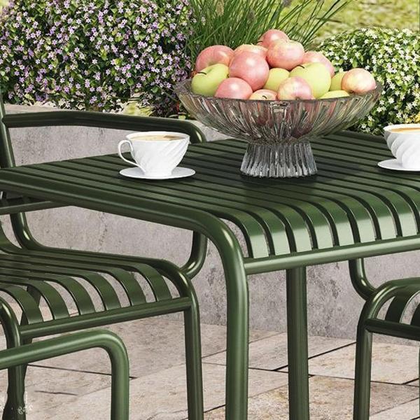 MuXing Gartenmöbel Tisch- und Stuhlset – Outdoor Eisenmöbel, geeignet für Gartenrestaurants, Cafés und andere Außenbereiche, grün