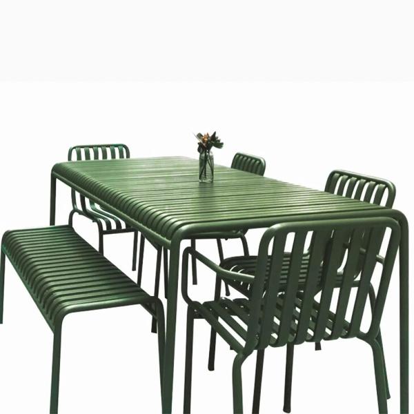 MuXing Gartenmöbel Tisch- und Stuhlset – Outdoor Eisenmöbel, geeignet für Gartenrestaurants, Cafés und andere Außenbereiche, grün