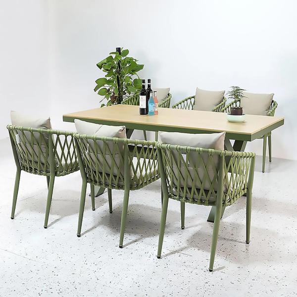 Muxing Garten-Sitzgruppe,mit tisch & 6 Stühle, Outdoor Essgruppe,wetterfest,Sitzkissen,für den Außenbereich Grün