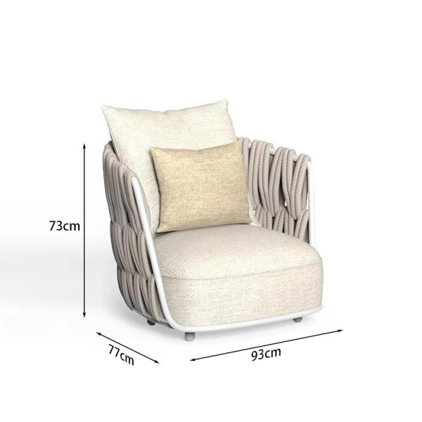 MuXing Geflochtenes Outdoor-Sofa 3er-Set mit 1-Sitzer, schrägem Ecksofa & 3-Sitzer Ecksofa, geeignet für Garten, Hof und Balkon, Beige