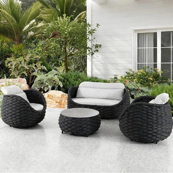 Muxing Outdoor-Sofa-Set – mit Couchtisch, 2 Dreisitzern & 2 Einzelsesseln, wetter- und sonnenschutzbeständig, ideal für Garten, Terrasse und Balkon